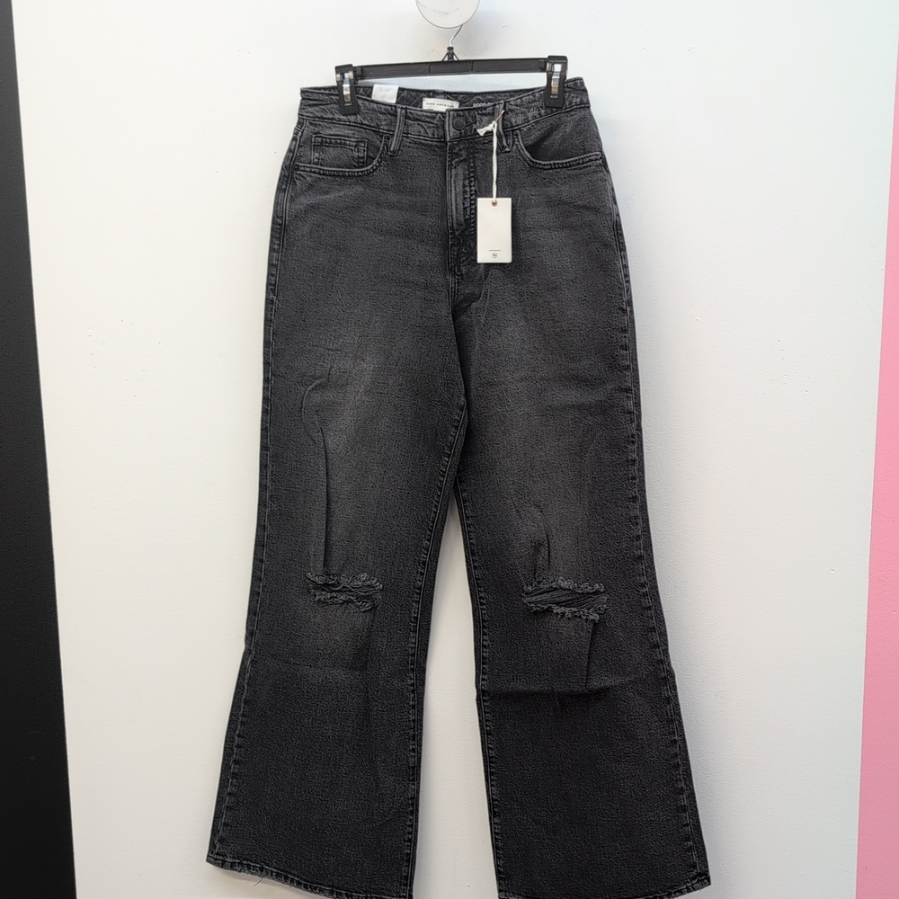 Good American Good Ease Mid Rise Relaxed Women's Jeans Size 4/27 Black